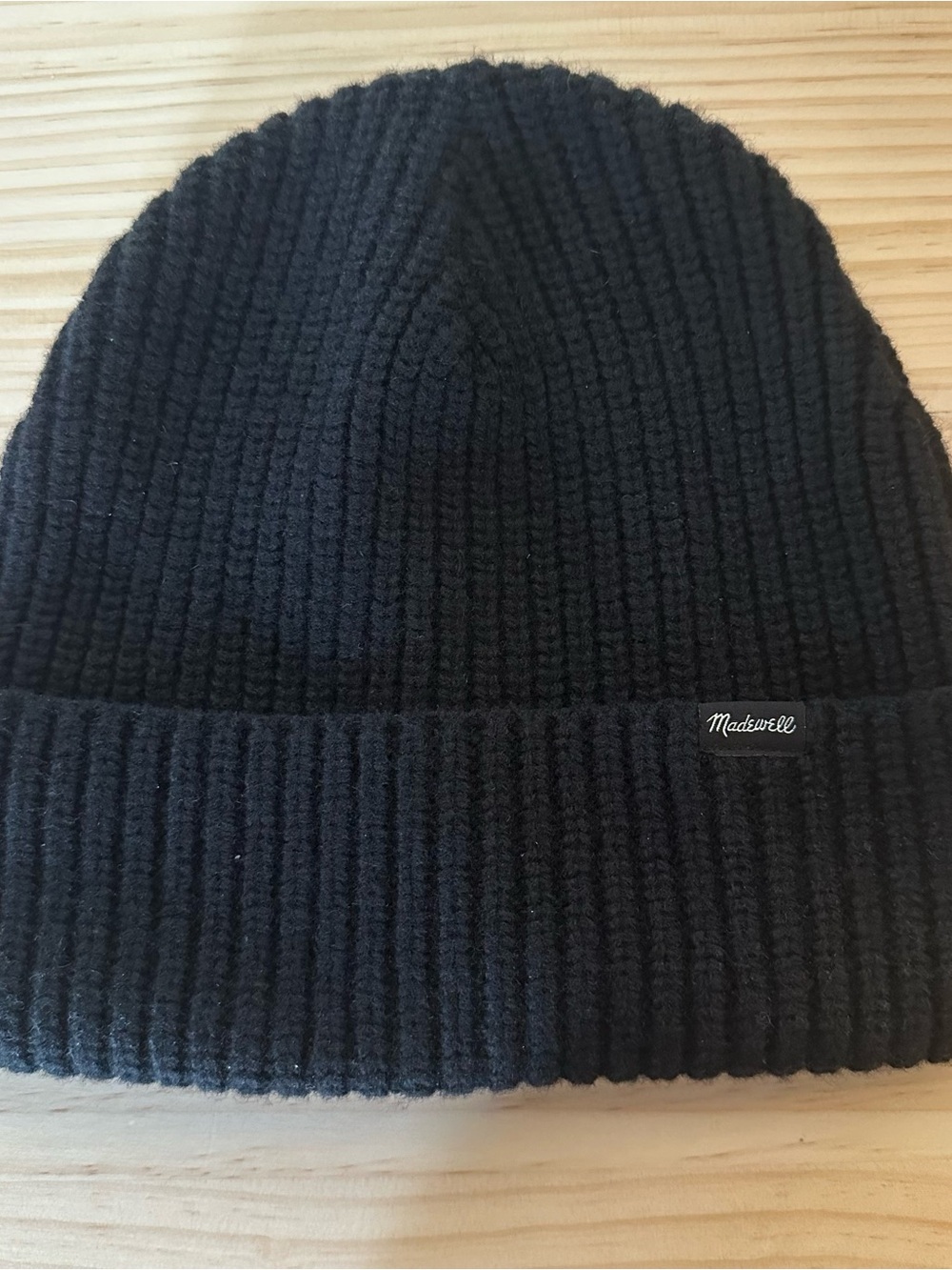 Madewell Black Ribbed Fold-Cuff Beanie